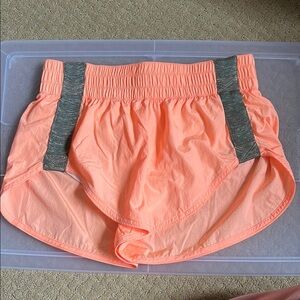 Free People Orange and Gray Athletic Shorts with Breathable Mesh
